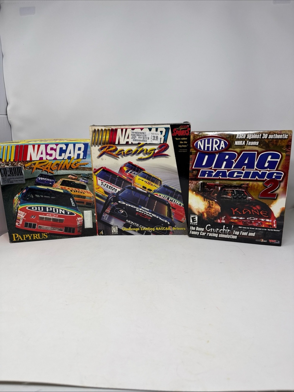 Nascar Racing 1,2 Drag Racing 2 Box Set with Multi-Color Race Car Covers